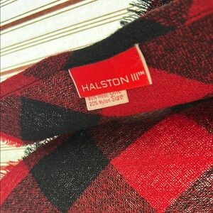 Halston Heritage Red and Black Checkered Shawl